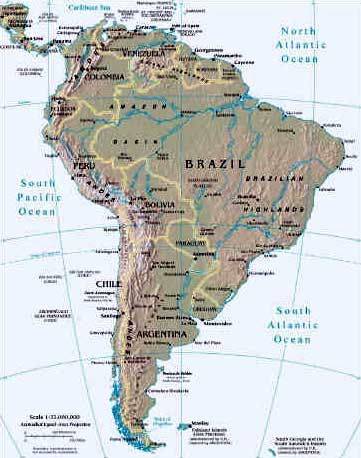Mapa de ríos de Sudamérica