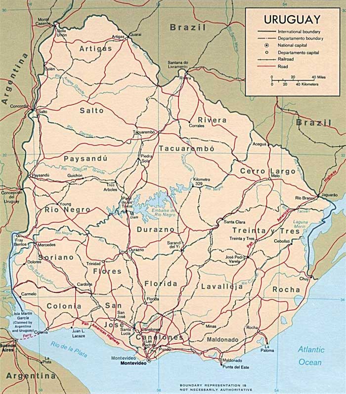 Rutas nacionales e internacionales de ingreso al Uruguay